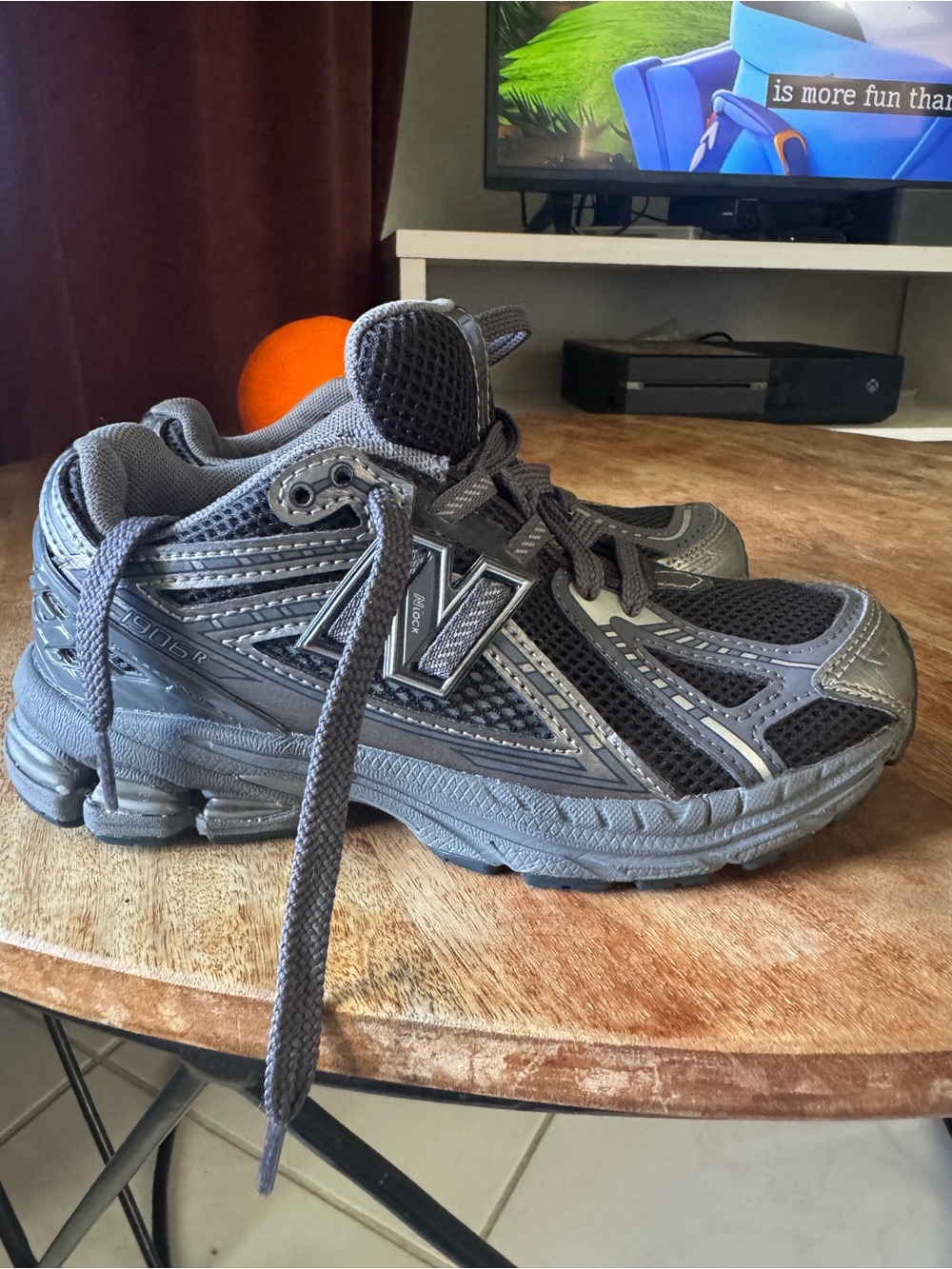 New Balance Kids Gray and Black Mesh Athletic Sneakers
